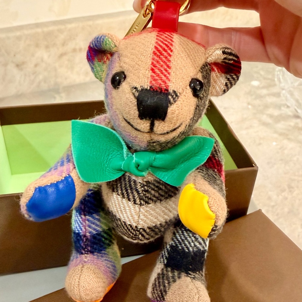 Burberry Patchwork Teddy Bear Keychain Multicolor… - image 1